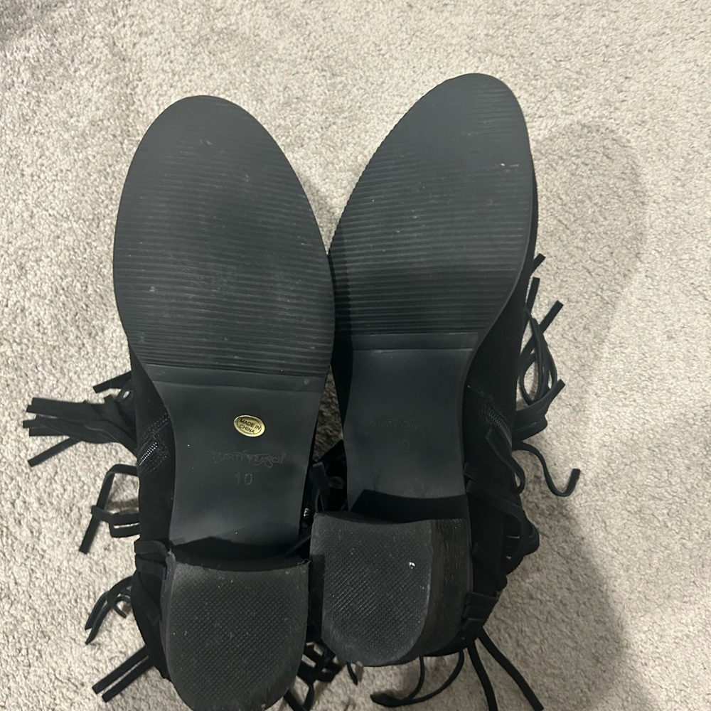 Trinity Ranch Black Fringe Ankle Boots - Picture 7 of 7